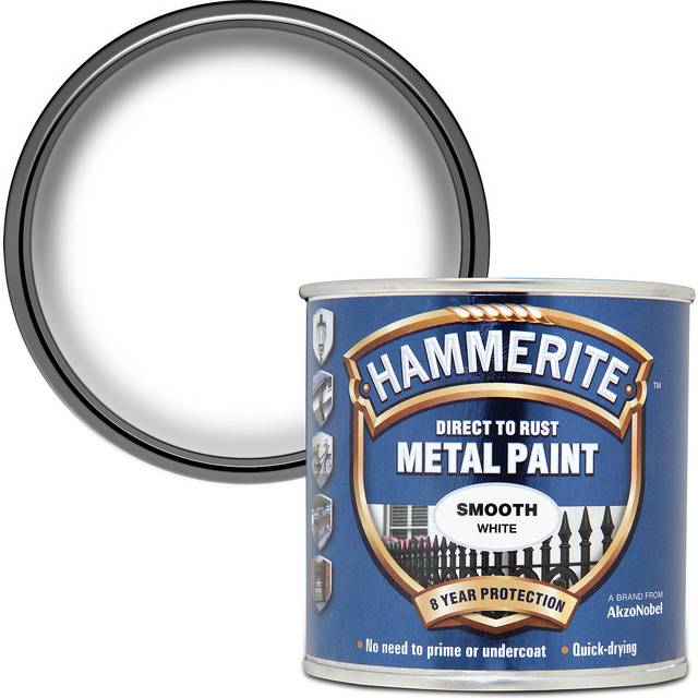Hammerite Direct to Rust Smooth White Metal Paint - 250ML