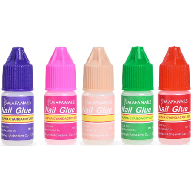 SHEIN 5 Bottles Super Strong Nail Glue Fast-Drying Nail Glue â Durable, Easy To Apply False Nail Glue â Repairs Natural Nails â Quick-Drying Nail Adhe