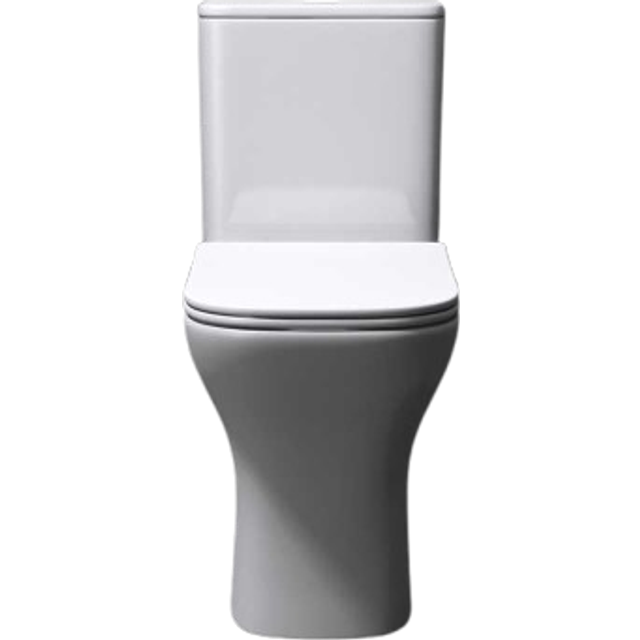 Bathroom toilet pan & cistern ceramic close coupled rimless wc + soft close seat