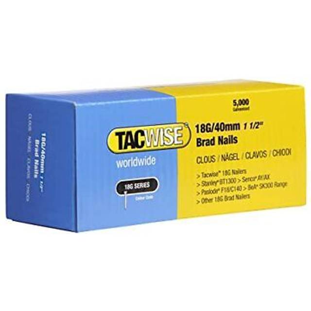 Tacwise 0400 type 18g / 40 mm galvanised brad nails, silver, 5000 pack
