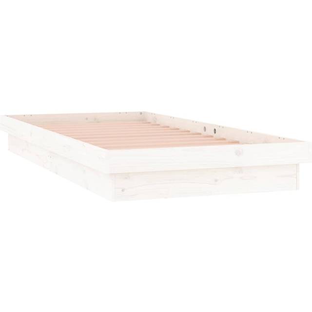 vidaXL LED Bed Frame White 75x190 cm Small Single Solid Wood, White