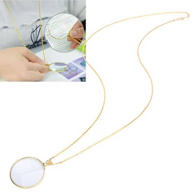 5x alloy necklace magnifying glass portable reading pendant magnifier with c baj