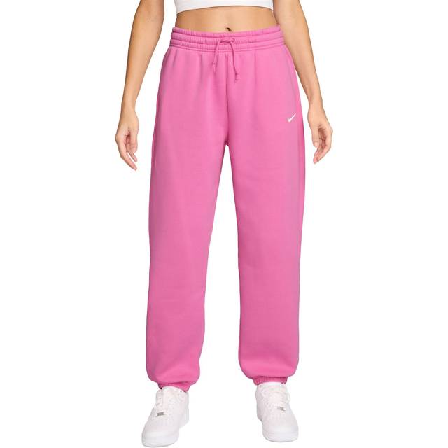Nike Sportswear Phoenix Fleece Women's High-Waisted Oversized Tracksuit Bottoms - Pink - Cotton/Polyester - XL (UK 20–22)