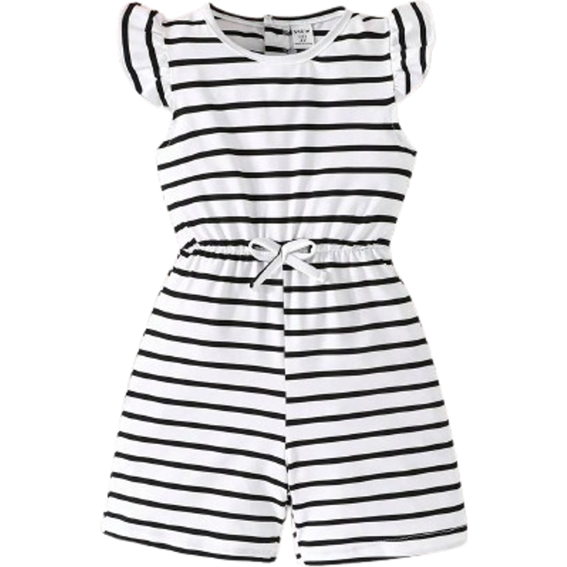SHEIN Young Girl Casual Striped Printed Jumpsuit, Summer
