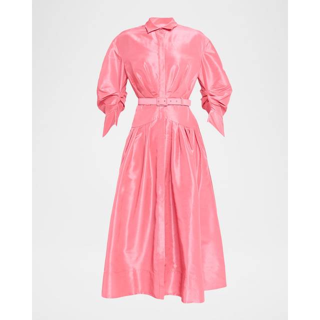 Maple Pleated Taffeta Midi Shirtdress - BUBBLEGUM - 6