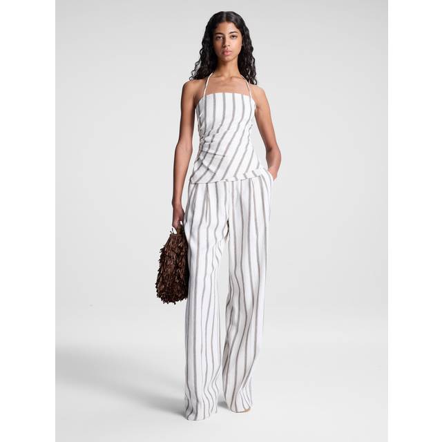 Charles Stripe Wide-Leg Pants - CREAM STRI - 8