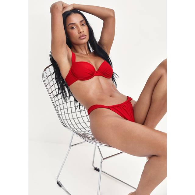 Womens Petite Swimwear Essentials Balcony Bikini Top - Red - 30B