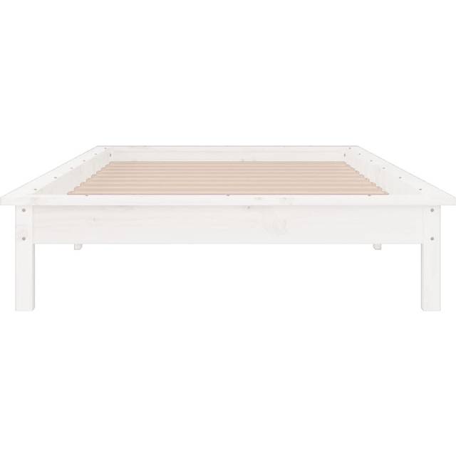 vidaXL LED Bed Frame without Mattress White 100x200 cm Solid Wood