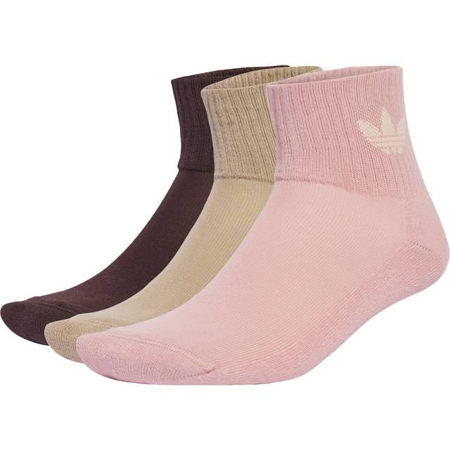 adidas Mauve, Khaki & Brown Mid Ankle Socks, Size: M - Mauve/Khaki/Brown