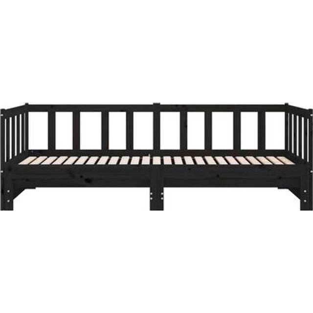 Pull-out Day Bed without Mattress Black 2x(90x190)cm Vidaxl