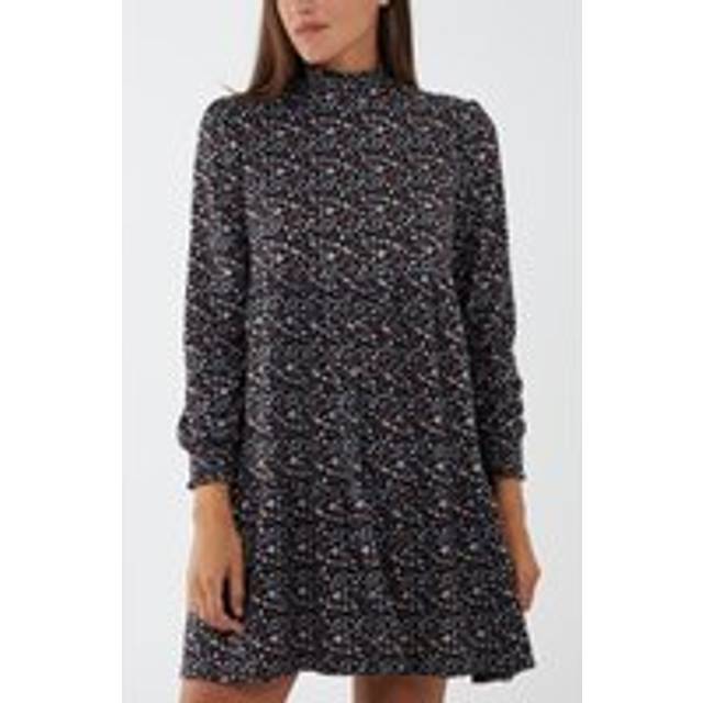 Blue Vanilla Womens High Neck Abstract Print Smock Dress - Coral - Size Medium