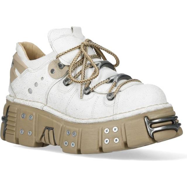 Rock m-120n-c80 white chunky platform tower metallic biker boots