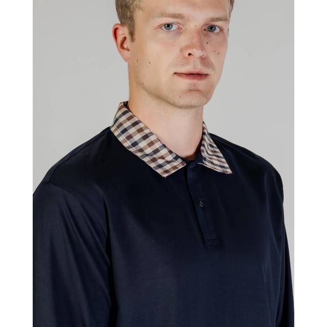 Aquascutum active club check rib supima shirt m l/s navy rrp £116 casuals