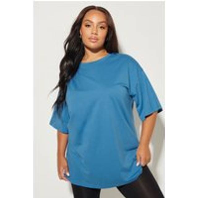 Yours Curve Blue Relaxed Longline Tshirt, Women's Curve & Plus Size, Yours - 16