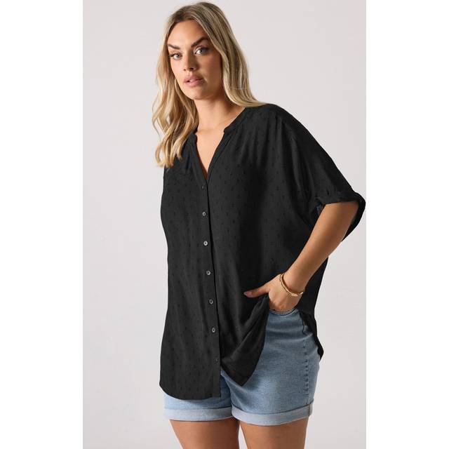 Yours Curve Black Textured Dobby Blouse, Women's Curve & Plus Size, Yours - 22-24