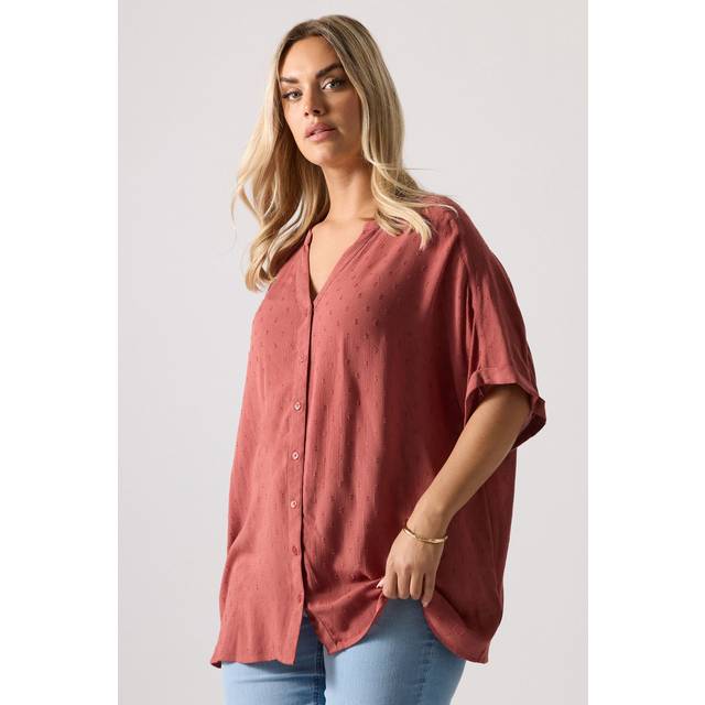 Yours Curve Rust Orange Textured Dobby Blouse, Women's Curve & Plus Size, Yours - 14