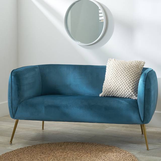 Lucca 2 Seater Upholstered Sofa - Sapphire Blue (70cm H X 142cm W X 70cm D)