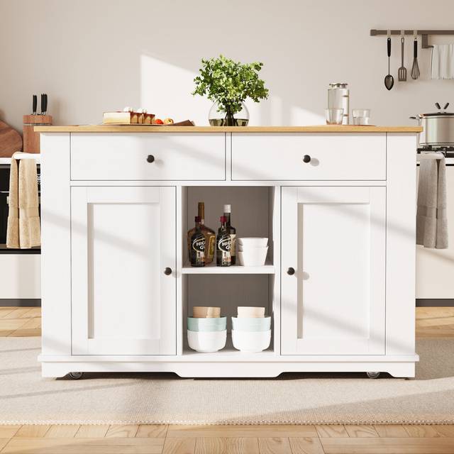 Lark Manor Wood Kitchen Island White 91.7cm H X 130cm W X 59.7cm D