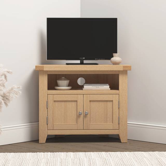 Windsor Corner TV Unit Real Natural Oak Fully Assembled