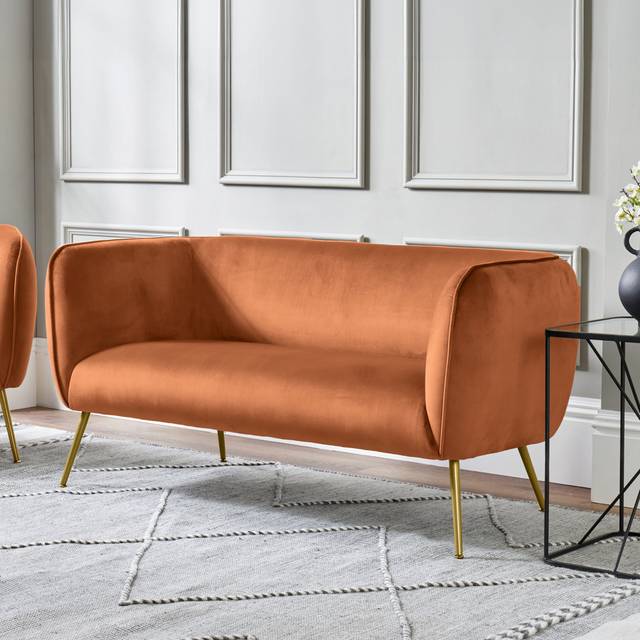 Lucca 2 Seater Upholstered Sofa - Tobacco (70cm H X 142cm W X 70cm D)