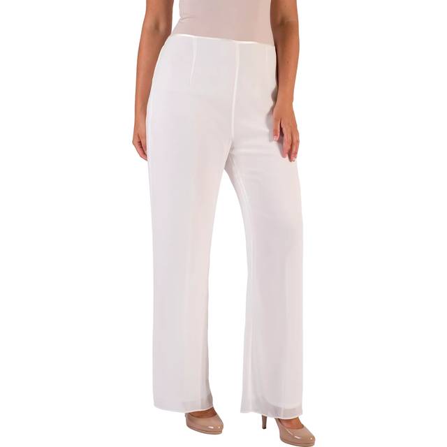 chesca Jersey Lined Chiffon Trousers, Ivory