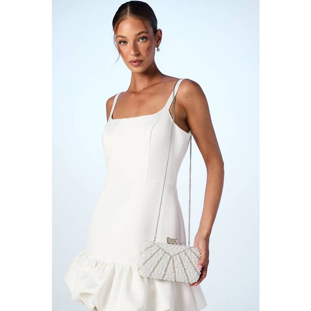 Pearl Detail Clutch Bag - Ivory - One Size