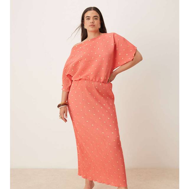 Never Fully Dressed Plisse Tilly Asymmetric Shoulder Maxi Dress