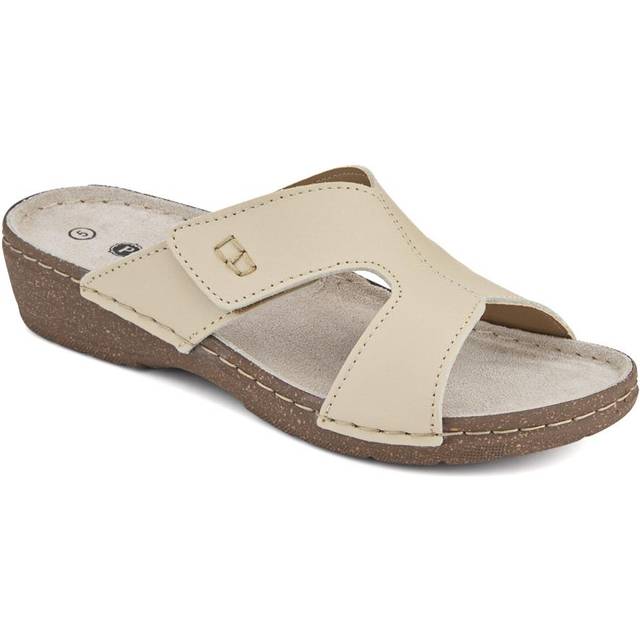 Leather Wedge-Heeled Mules - PATRI41001 / 327 610 - Sand