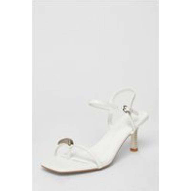 White Toe Thong Stiletto Heels - 7