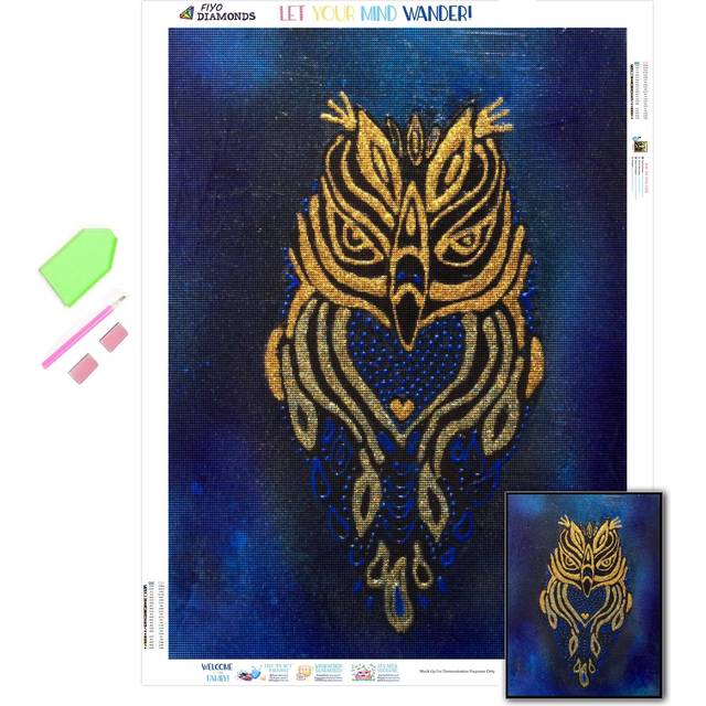 Diamond Embroidery Golden Owl Full Square New Arrival 3D DIY Diamond Painting Landscape Blue Animal of Rhinestone Wall Art Full Square 20X30CM