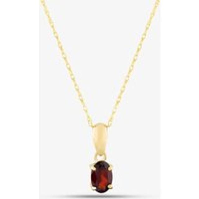 9ct Yellow Gold Oval Cut Garnet Necklace OJS0006P-GAR 9KY - Red
