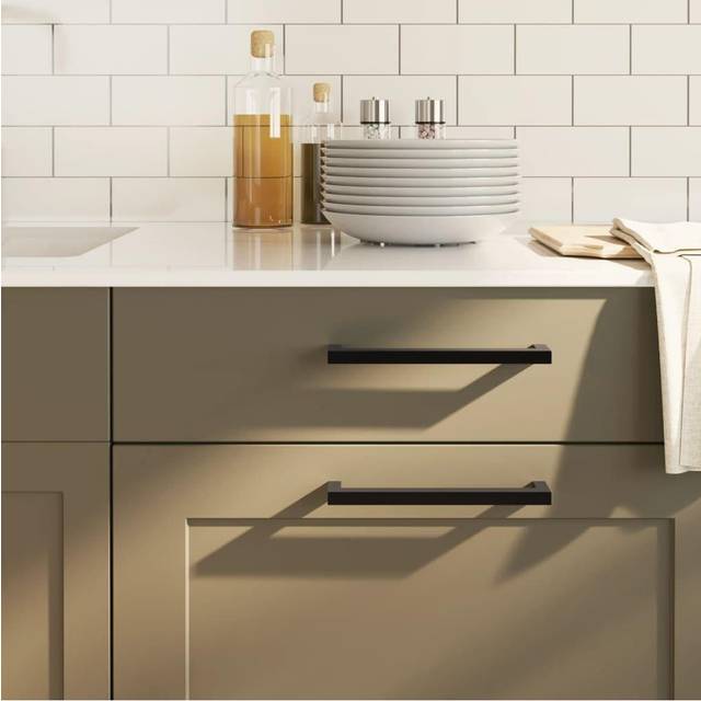 Cabinet Handles 10 pcs Black 192 mm Stainless Steel - One Size