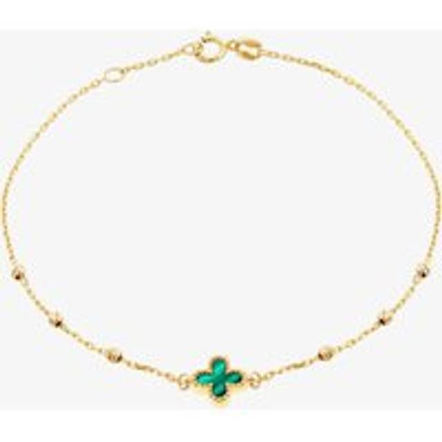 9ct Yellow Gold Malachite Clover Ball Bracelet 1.29.2242