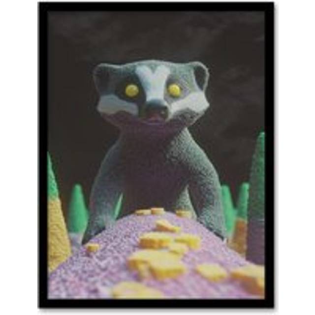 Badger Forest Maquette Photography Art Framed Art Print - Grey - W12 inch x H16 inch