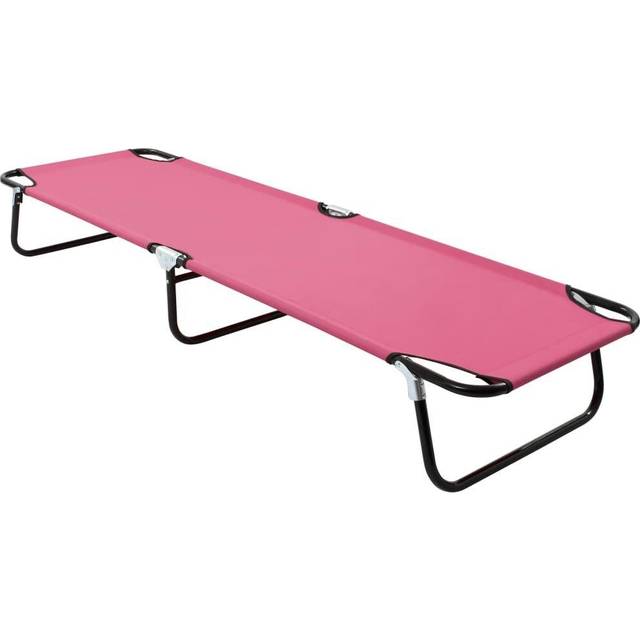 Folding Sun Lounger Steel Pink - One Size