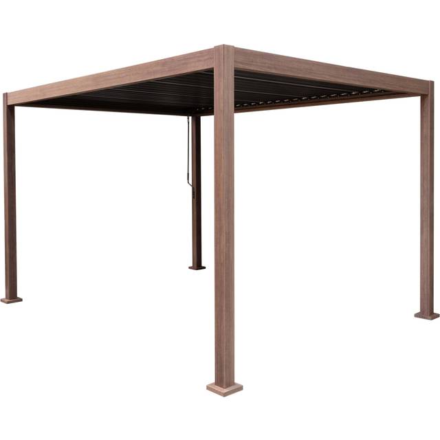 (3 x 4 Pergola) Metal Pergola Wood Effect Tilting Canopy