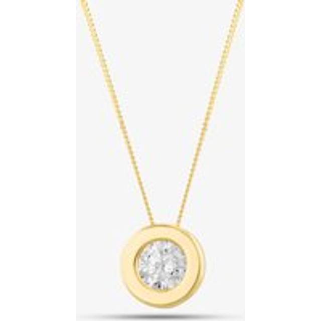 9ct Yellow Gold Rubover Round Cubic Zirconia Necklace FA958