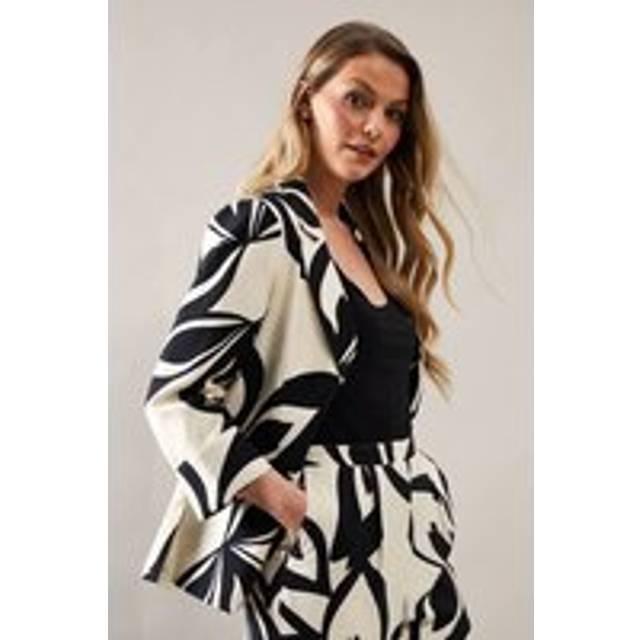 Black WALLIS Printed Single Breasted Co-ord Blazer (18)