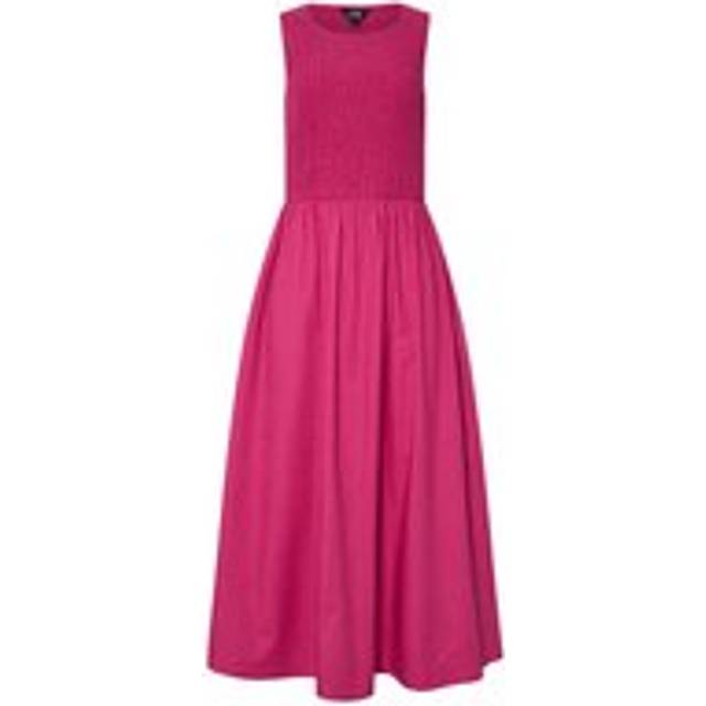 Lts Tall Hot Pink Cotton Shirred Full Skirt Midaxi Dress 16 Lts | Tall Women's Midi Dresses