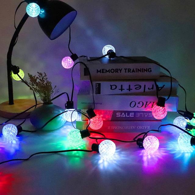 9M LED Outdoor Smart Garden Solar String Lights Festoon Lights with 25 Bulbs RGB Remote Control/APP Control - Multi - One Size