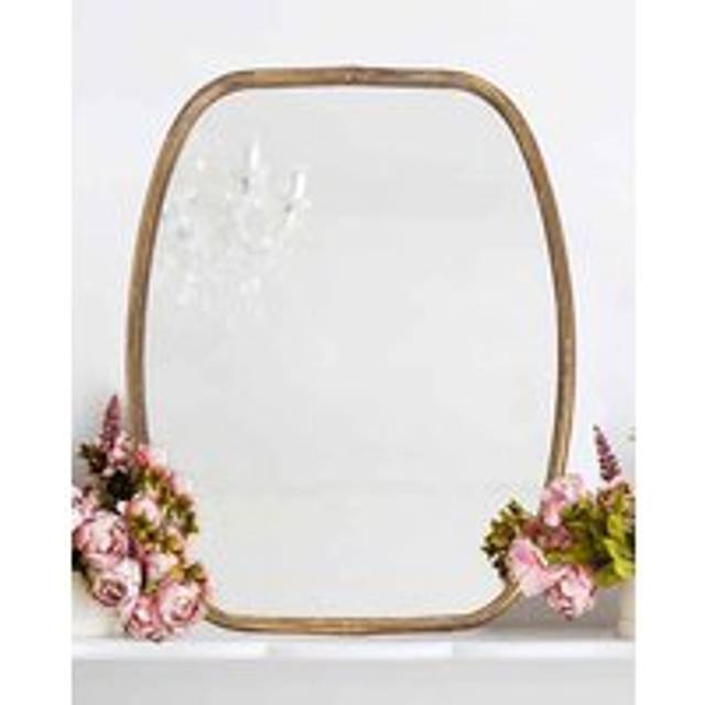 Contemporary Decorative Hallway, Bedroom, Bathroom Gold Curved Wall Mirror - Large
