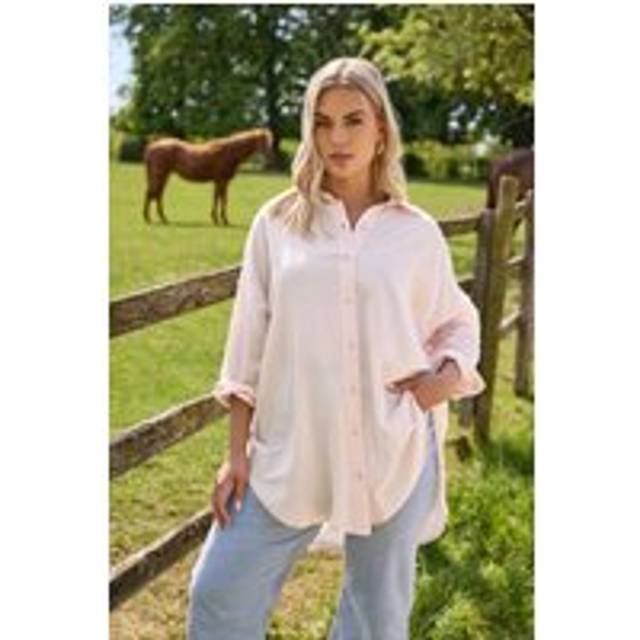 Yours Curve Light Pink Linen Shirt, Women's Curve & Plus Size, Yours - 16