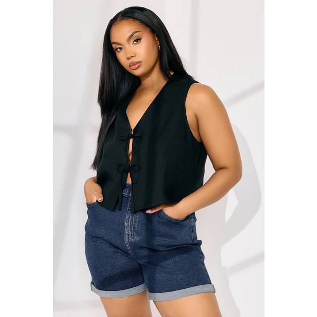 Yours Curve Indigo Blue Turn Up Stretch Denim Mom Shorts, Women's Curve & Plus Size, Yours - 22