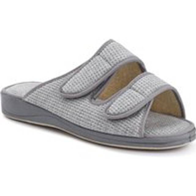 Extra-Wide Touch-Fasten Mule Slippers - RAVINA / 327 509 - Grey - 4
