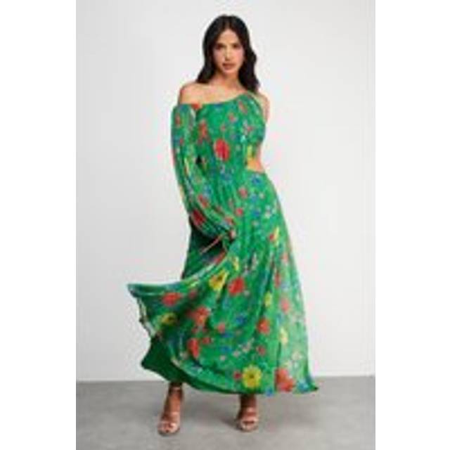 Womens Chiffon One Shoulder Balloon Sleeve Cut Out Midi Dress - Multi - 6