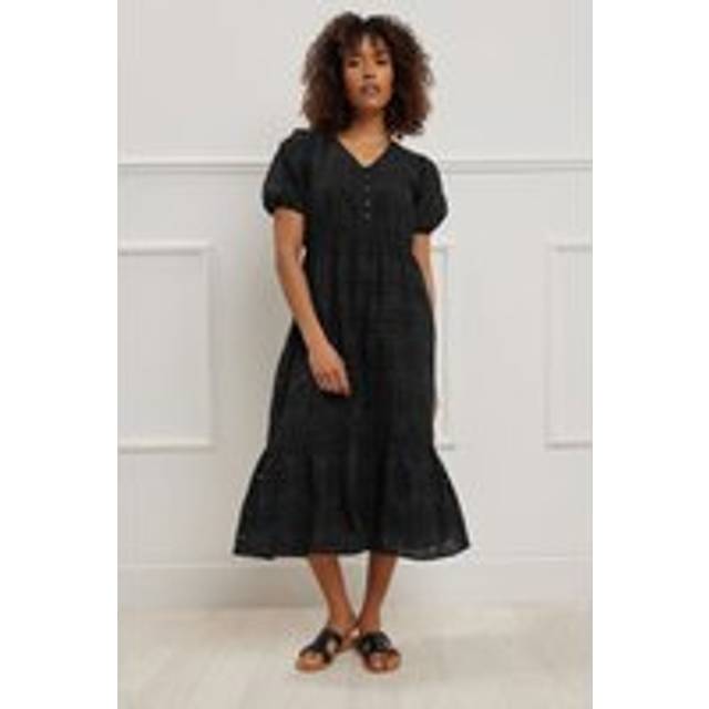 M&Co Black Cotton Broderie Tiered Dress 20 M&Co Womens