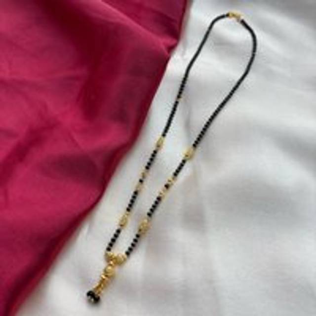 Gold Black Beaded Indian Asian Nazar Mangalsutra Choker Necklace - One Size