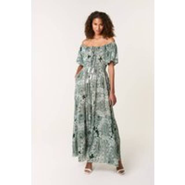 Blue Vanilla Bottle Green Tie Front Maxi Dress - s/m