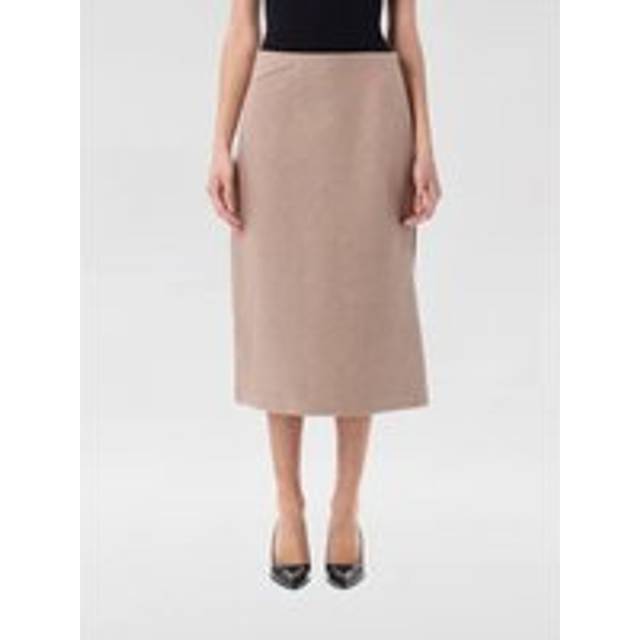 Fendi Linned Midi Nederdel Med Slids - Brun
