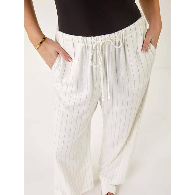 Stripe Linen Mix Trouser - White - 18